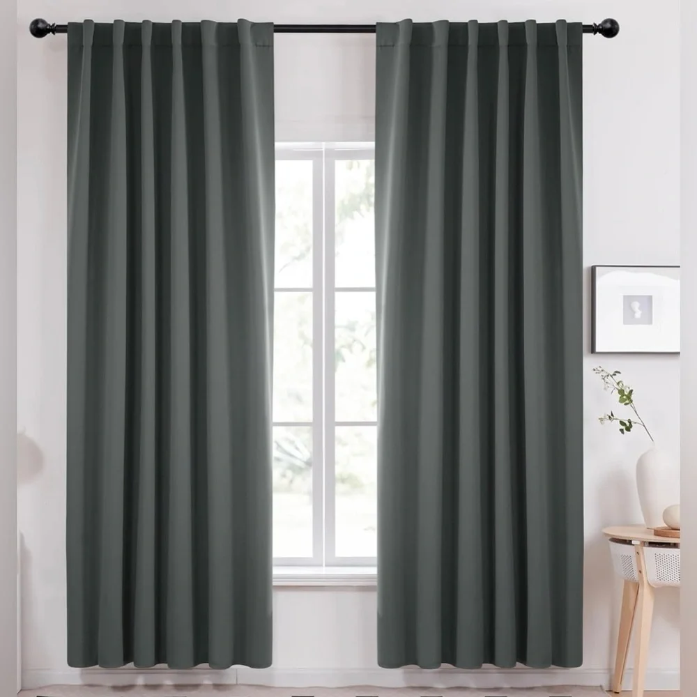 Grey window 2 panel blackout curtains new